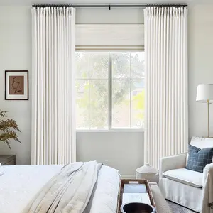 84-Inch Memory-Trained Pinch Pleated Linen Curtains, Modern Neutral Aesthetic Semi-Sheer Light-Filtering Drapes, Natural Cream Birch Ivory with Hooks for Living Room deco Curtain Panels
