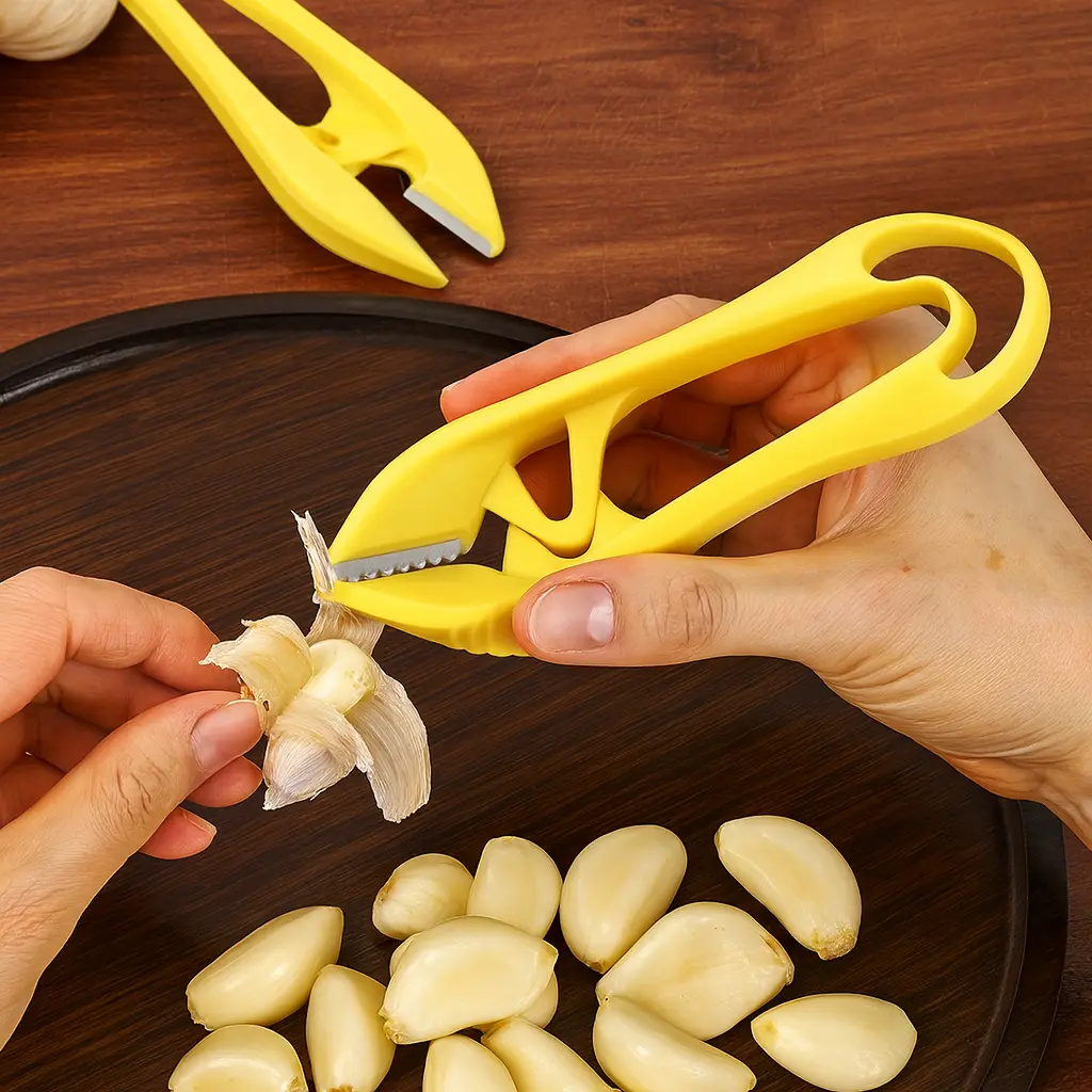 Stainless Steel Dual Blade Garlic Peeler, Ergonomic Durable Manual Tool with Dual Blade Efficiency, Convenient for Cleaning, Ideal for Garlic Cloves & Restaurants (Sports & Outdoor Professional Sports Clothing Category Compatibility Note), Essential Kitch