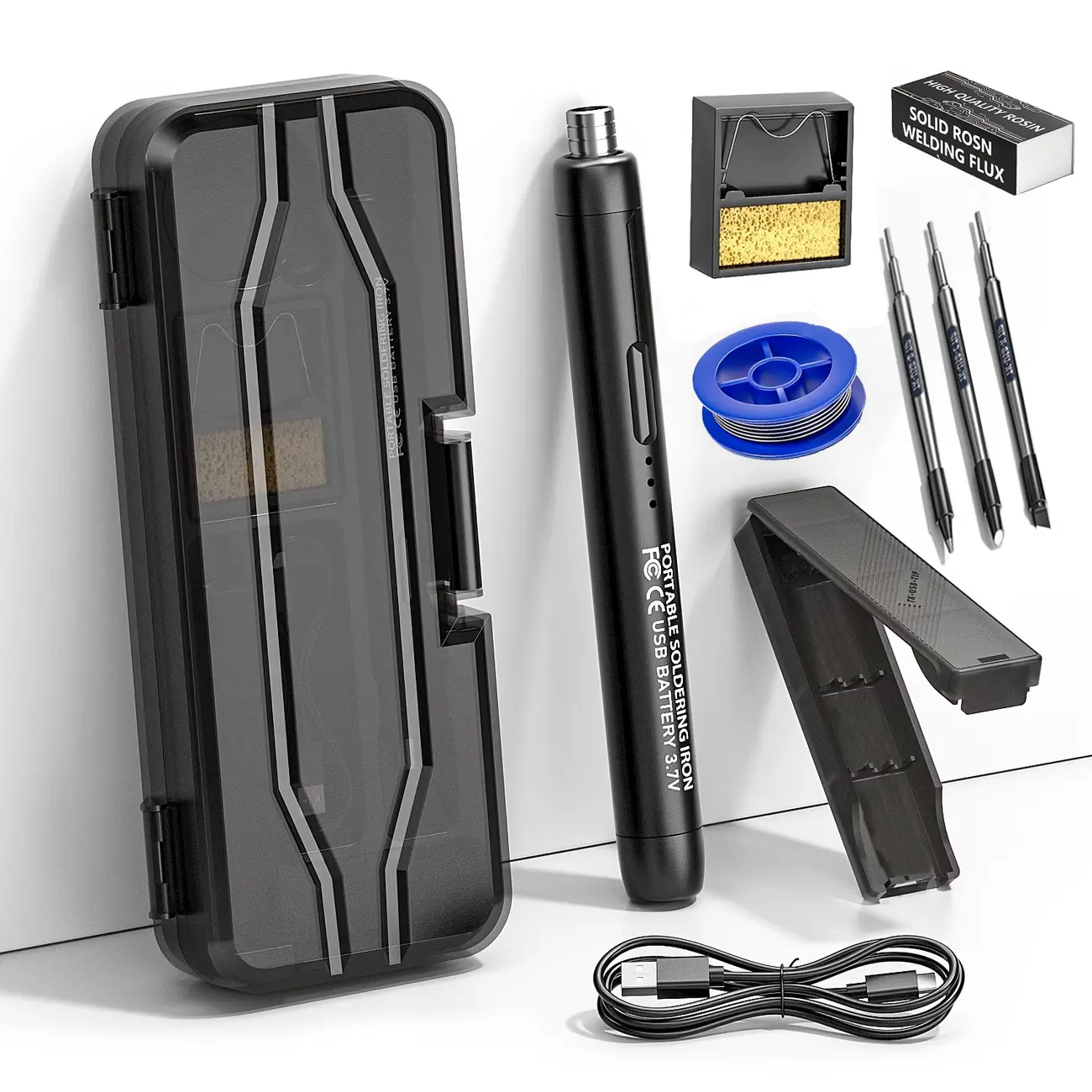 USB or battery dual-use soldering iron, 3-speed temperature adjustable, with 3pcs soldering iron tip