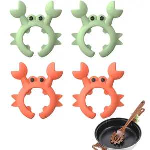 Creative Crab-Shaped Silicone Spoon Holder Set, Kitchenware, Heat-Resistant Cute Multifunctional Anti-Drip Utensil Rack, 2-Piece Kitchen Tool