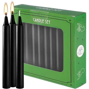 20-Pack of 4-Inch Black Taper Candles - , Long- (1.5 Hours Each) - Ideal for Dinners, Parties, Ceremonies, and Shabbat Observances