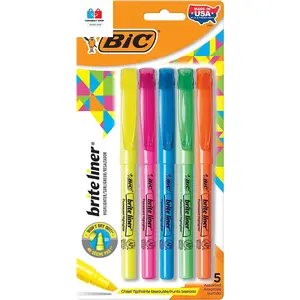 Brite Liner Highlighters, Chisel Tip, 5-Count Pack of Highlighters Assorted Colors, Ideal Highlighter Set for Organizing and Coloring No Brand No Brand