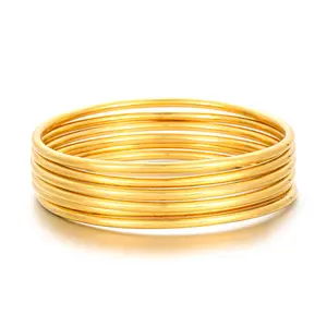 6PCS /lot 58MM/60MM/62MM/64MM Golden Color Smooth Surfaced Polished Bangles Sets for women girls MY1626
