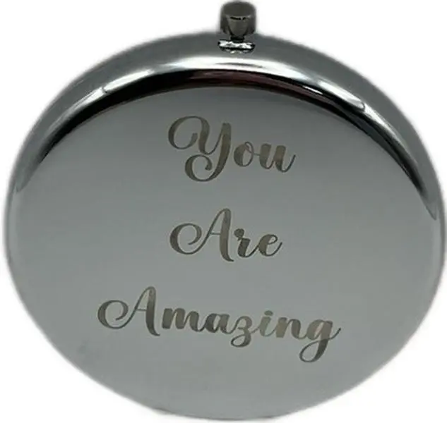 Personalized Laser Engraved Compact  Mirror with Custom Text for Unique Gift