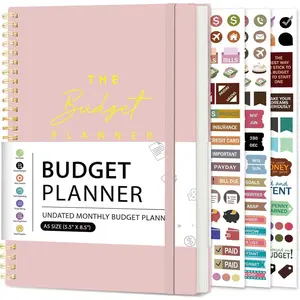 Budget Planner Ledger Account Book Monthly Expense  & Bill Organizer 5.5" x 8.5", Control Your  to Manage Your Finances - Pink
