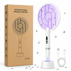 Electric Fly Swatter 4000V Bug Zapper with Mosquito Attracting UV Light & 3-Layer Safety Mesh – Rechargeable for Indoor Home Backyard Camping