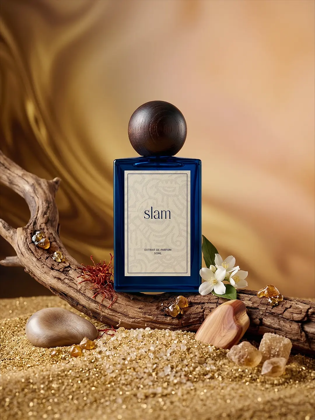 Liquid Gold | Extrait de Parfum 50ml | SLAM Fragrances | Long Lasting Amber Floral Unisex Perfume with Saffron, Jasmine & Amberwood | Luxury Fragrance Gift