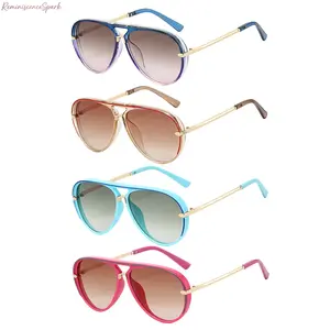 4-Pack Unisex Retro Aviator Sunglasses, 2026 Trendy Multicolor Gradient Lens Design, Classic Vintage Metal Frame Eyewear, Lightweight All-match Shades, Suitable for Daily Matching, Driving, Outdoor Travel and Summer Casual Styling, Sunglasses For Women, M