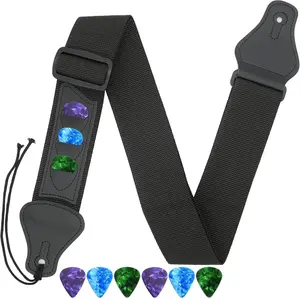 Guitar Strap,Acoustic Electric Guitar With 3 Pick Holders and 6 PCS Picks Guitar Accessories,Available for All Guitars
