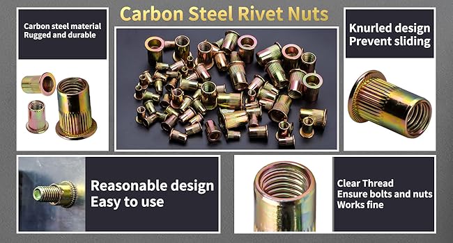 Pressure Rivet Nut Tool Kit, 430Pcs Metric Rivet Nut Combination (M8/M6/M5/M4/M3), Suitable for Furniture, Decoration, Automotive, Marine and Industrial Applications