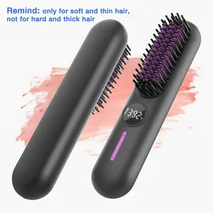 Portable Cordless Hair Straightener, Hair Straightening Iron, USB Rechargeable Hair Straightening Comb, 2-in-1 Hair Styling Tool for Home, Office and School