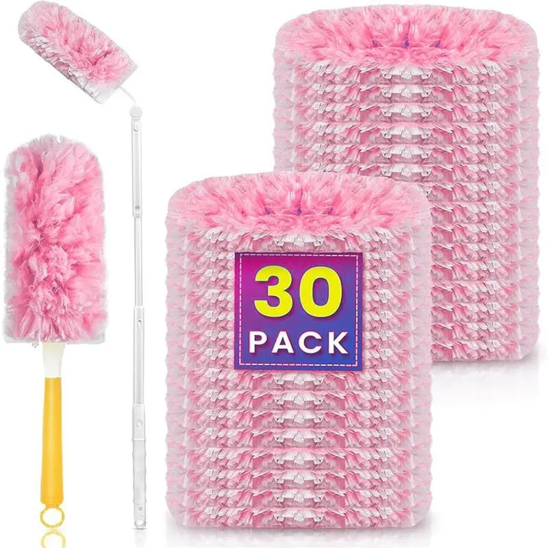 Duster Set, 1 Set Disposable Dusters with Replacement Head & Handle, Household Cleaning Tool, House Cleaning Tools for Home Car Office Dormitory Kitchen Bathroom