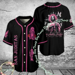 Camisas De San Judas Tadeo Pink Baseball Jersey, Sanjuditas Baseball Jersey, Gift Mexcico Jersey for Men and Women, Baseball Jersey Style