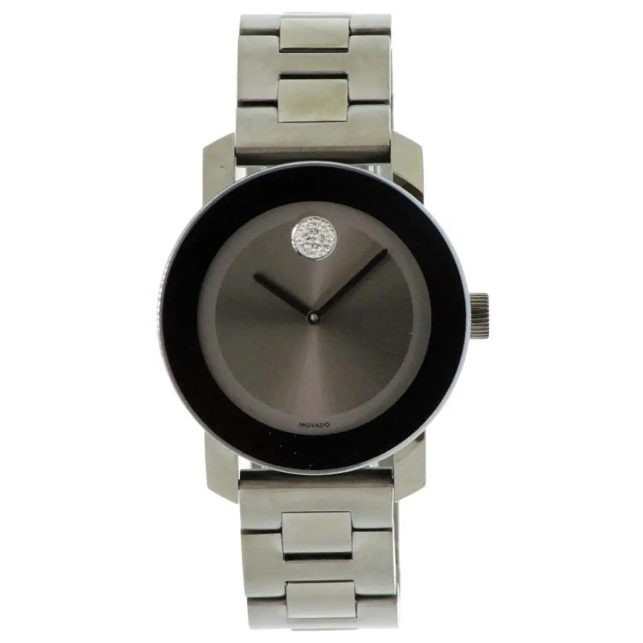Movado Bold Unisex Analog Quartz Modern Wristwatch - Medium Gray Ion, Round Face, Water Resistant, Clasp Closure - Model 3600103