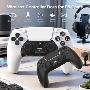 GAMINJA Wireless Controller for PS5 Slim/Pro/PC, Bluetooth Controller with Dual Vibration/Turbo/3.5mm Audio Jack/Speaker/6-Axis Motion Control for Playstation 5 Controller