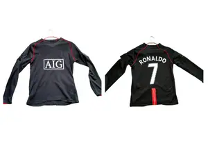 07 08C7 Away Black Long Sleeve Vintage Fan Edition Jersey football jersey top jersey  drip mexico jersey soccer jerseys
