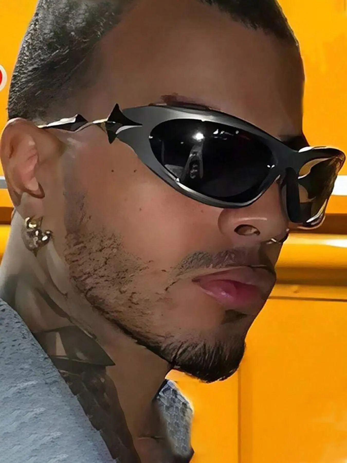 Unisex Street Style Star Design Wrap Around Sun Protective Sunglasses, Trendy Casual Sun Protection Sunglasses for Everyday Use, Fashionable Sunglasses, Fashion Accessories for Outdoor Activities, Modern Trendy Star Shaped Sunglasses