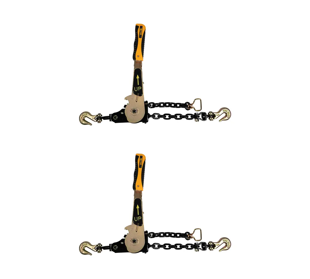 (2 Pack) 3/8" - 1/2"Easy Ratchet Chain Binder with Grab Hooks & 6000 lbs WLL - Heavy Duty Tie Down Ratchet Load Binder for Flatbed Trailers & Trucks
