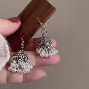 Sweet Cool Silver Series Minimalist Style Earrings Small Lighthouse High-end Small Imitation Pearl Earrings Popular Jewelry Girly Style