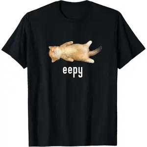 100% Cotton Unisex Eepy Cat, Silly Sleepy Cat Meme T-Shirt