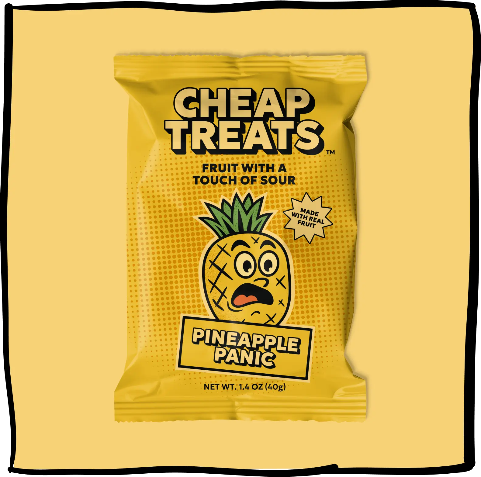 Cheap Treats Pineapple Panic Fruity Sour Gummies Snack Pack
