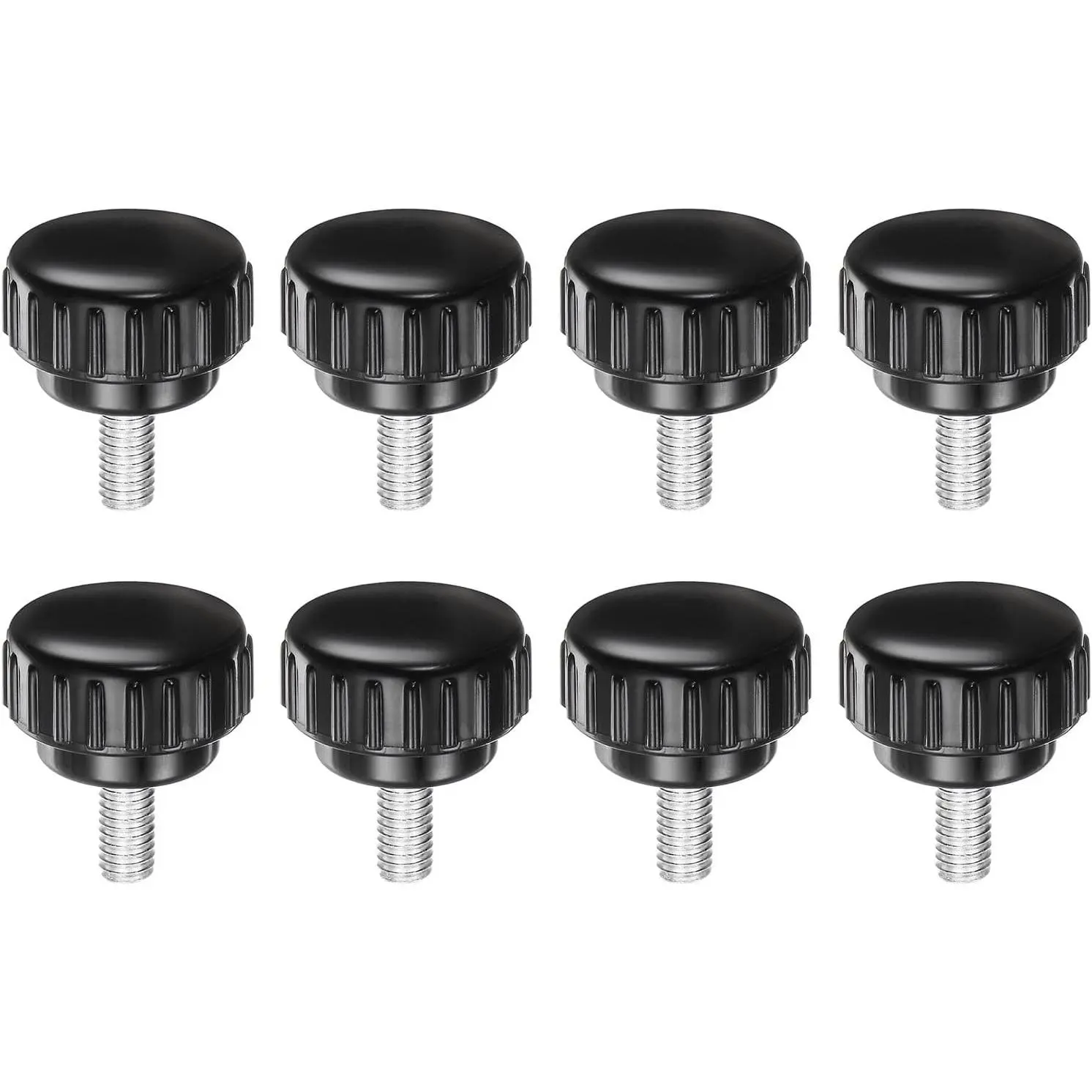 8pcs Knurled Clamping Knobs M6 x 16mm Metric Zinc Plated Carbon Steel Male Thread Thumb Screw 25mm Plastic Round Head Threaded Hand Bolt Stud Knobs Black