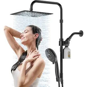 KAIYING Dual Filtered Rainfall Shower Combo - 10'' Rainfall Head, 16'' Adjustable Stainless Steel Extension Arm, 8-Stage Filter, 6-Spray Modes, High-Pressure Handheld Unit, 71'' Hose, Shower Water Equipment