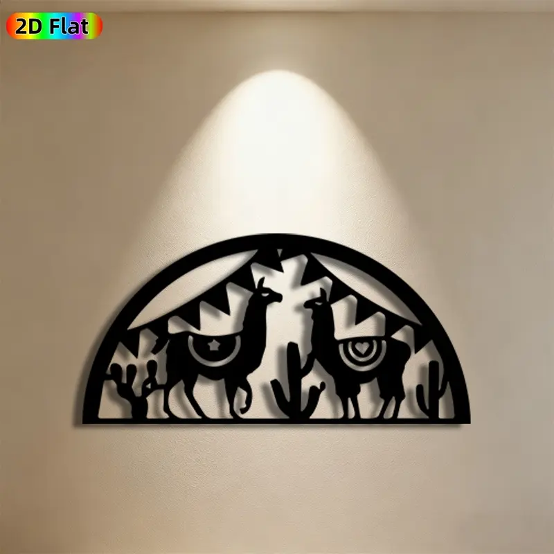 1pc Llama & Cactus Metal Wall Art, Southwest Llama Statue Mural, Ideal Gift for New Year, Easter, Llama & Southwest Decor Enthusiasts, Weather-Resistant Metal Wall Decor , Perfect for Outdoor Fence & Indoor Living Room Wall, Charming Boho-Inspired Decor