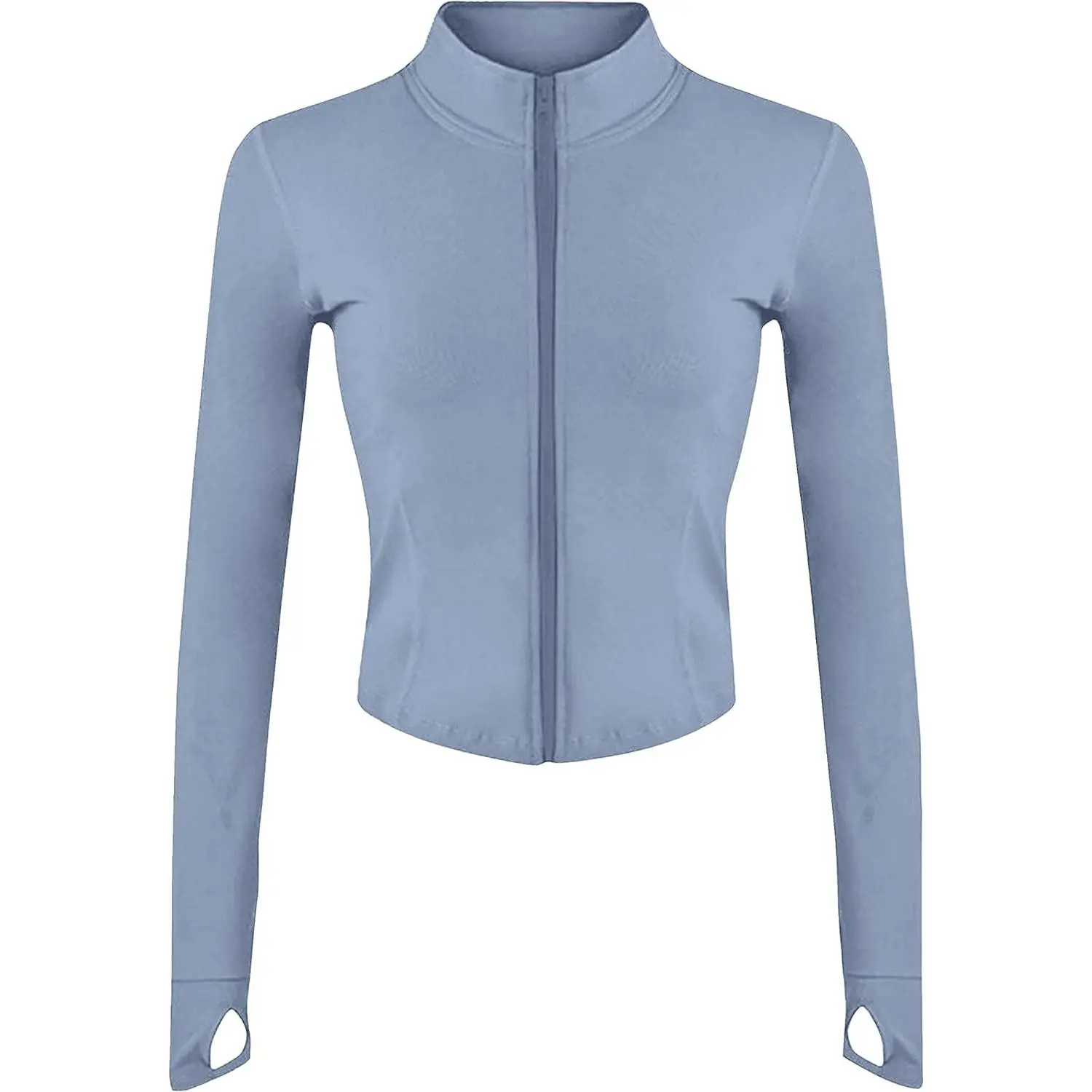 Womens Lightweight Full Zip Running Track Jacket Workout Slim Fit Yoga Sportwear with Thumb Holes