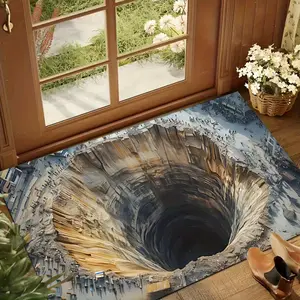 1pc 3D Realistic Mat for Outdoor Bathroom Living Room Kitchen & Yoga Studio Heavy-Duty Non-Slip Rectangular Entry with Realistic 3D Scenery Print Hand Washable Machine-Made Modern Decor