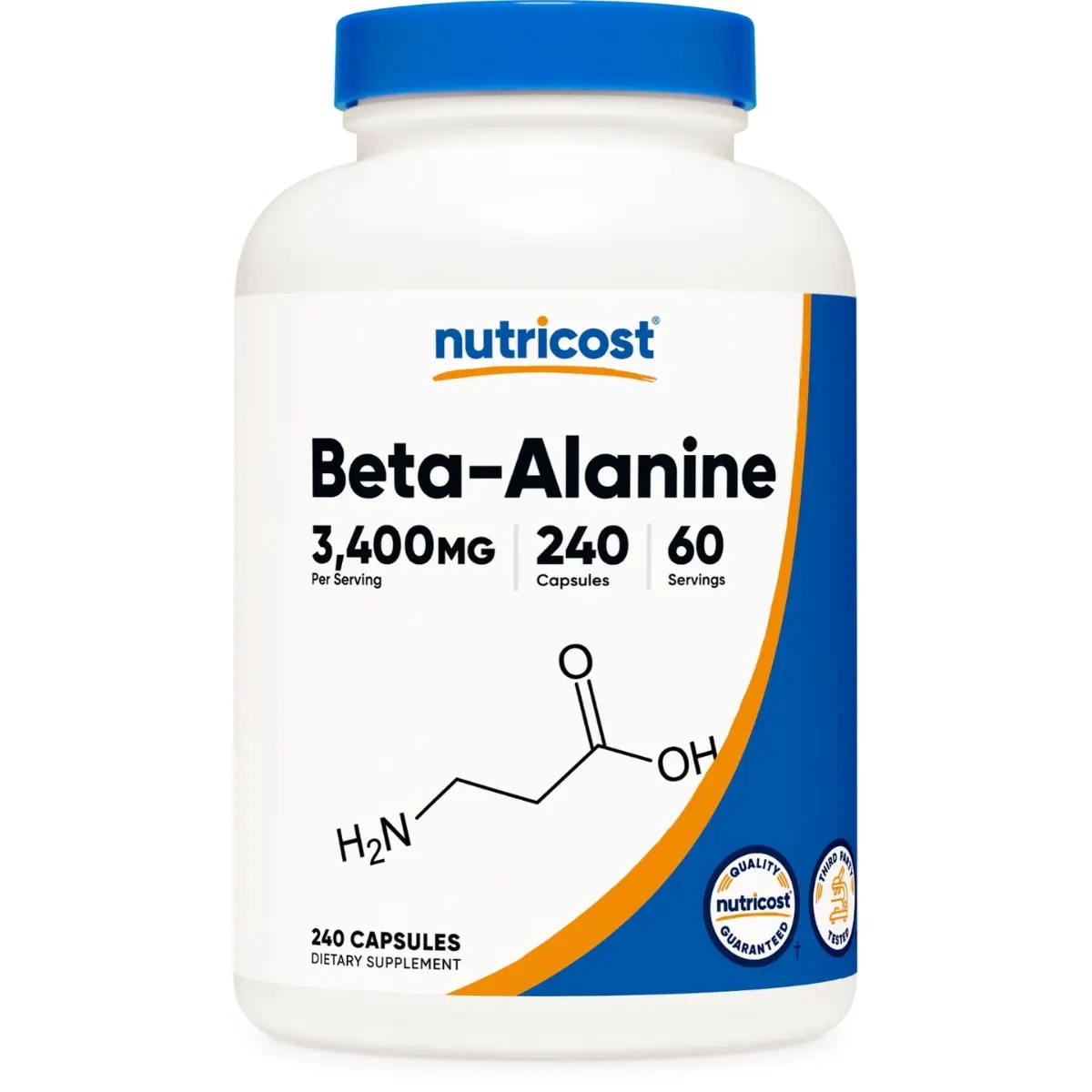 Nutricost Organic Edible Beta-Alanine Amino Acid Dietary Supplement Capsules - 3,400 mg, 240 Capsules, 60 Servings, NSF Certified, Quality Assurance, Clean Fitness Support for Body Goals & Youth