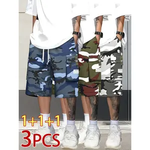 men’s cargo shorts: camouflage workwear shorts, tactical shorts, drawstring waist, multi-pocket design, machine washable—ideal for physical training, casual wear, and outdoor sports; a perfect holiday gift Men's Print Embroidered