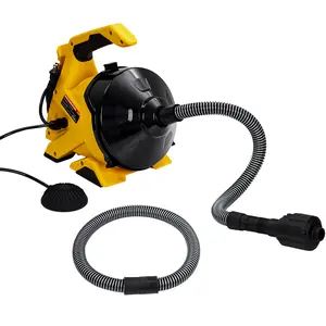 【GARVEE】Automatic water supply and electric drainage pipe cleaning machine -30 feet 3/10 inches piano wire - foot switch control - efficient professional pipe spiral drill tool suitable for 3/4 inch pipes, sinks, toilets, and floor drains