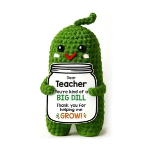 Positive Crochet Pickle, Stuffed Animal - Amigurumi Teacher Gift "You're a Big Dill", Emotional Support Gift for Men & Women, Classroom Decor & Thank You Present from Students, Handmade Dill Toy with Pun Card - Perfect for Teacher Appreciation Gifts