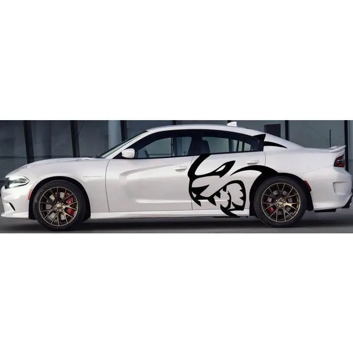 Challenger Charger Rear Side Decal Kit Hellcat Savage Big Cat Head Decal Pair Left & Right High-Quality Vinyl Weather-Resistant UV-Proof