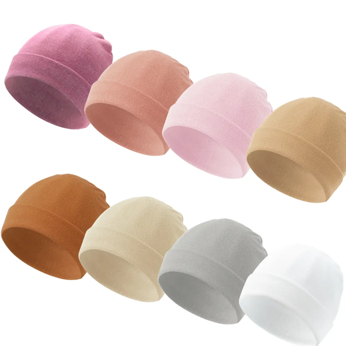 8-Pack Baby Beanie Hats, Ultra Soft Cotton Infant Caps with Stretch Fit, Lightweight Newborn & Toddler Hats for Boys and Girls, Everyday Comfort & Travel Ready