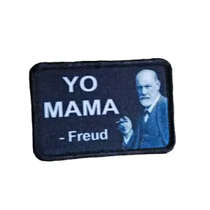 yo mama Sigmund Freud meme 2"x3" removable morale patch with hook and loop backing