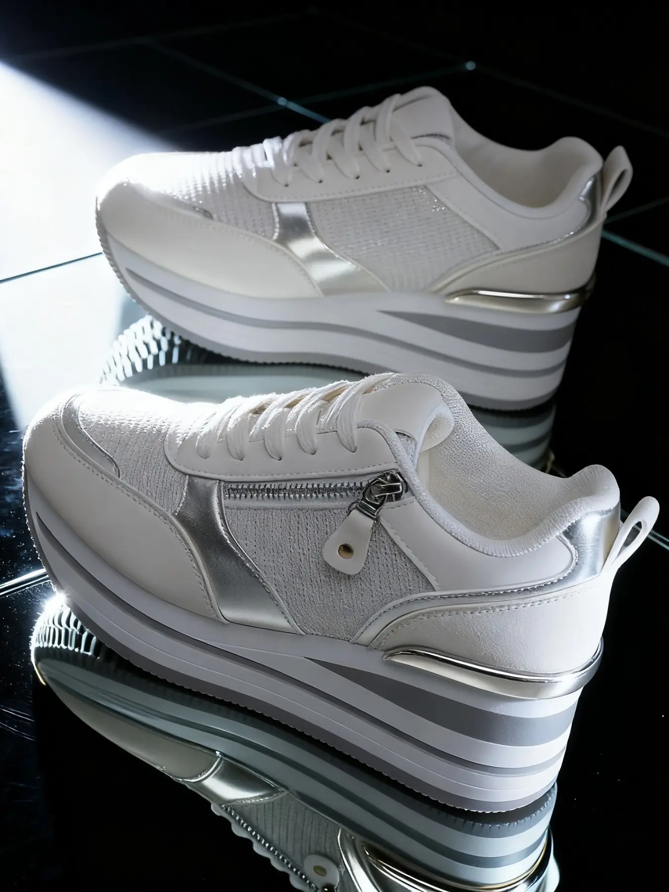 Women's Thick Sole Height Increasing Casual Sports Shoes, Lace-Up Anti-Slip Travel Versatile Walking Sneakers, Comfortable Outdoor Walks, Fashionable Versatile Sneakers, Thick Soled Sneakers
