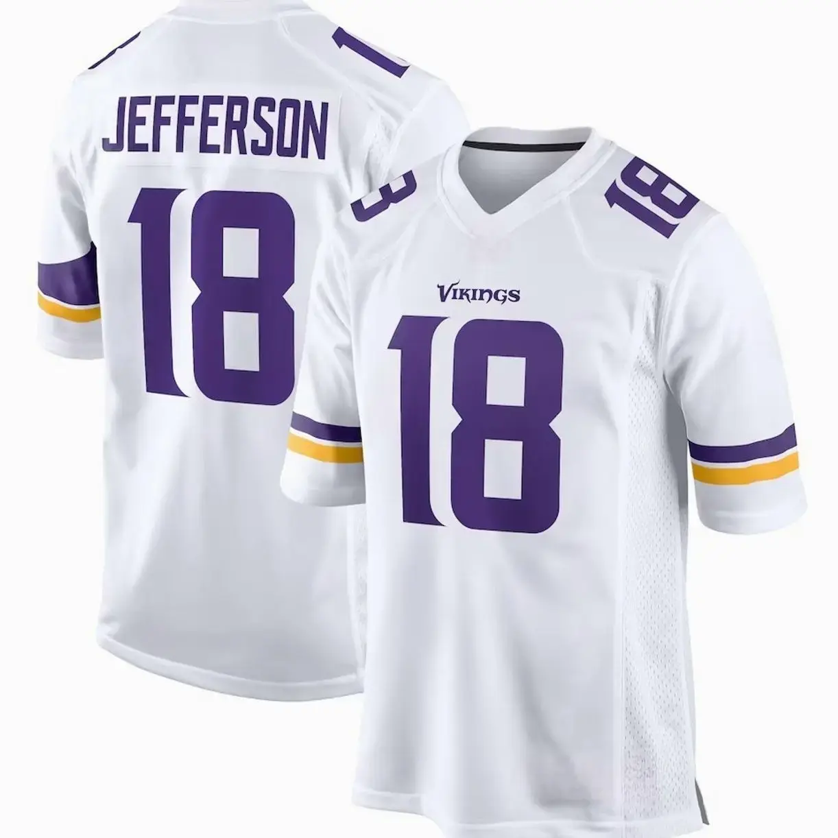 Jefferson #18 Minnesota White Football Jersey, Player Style American Football Game Shirt, Unisex Game Day Sportswear, Stadium Streetwear Outfit, Gift for Football Fans & Collectors �