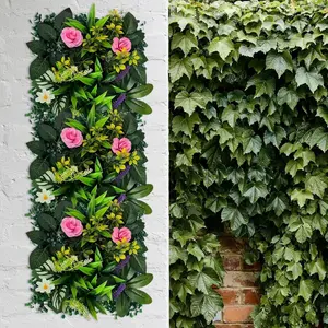 Artificial Living Wall Panels, Decorative Faux Hedges Grass Wall Panels, Indoor Outdoor Faux Plant Wall Backdrop, Garden Screening Privacy Fence Screen, Greenery Wall Panels for Home Garden Yard Patio Wedding Party Decor 25x25cm