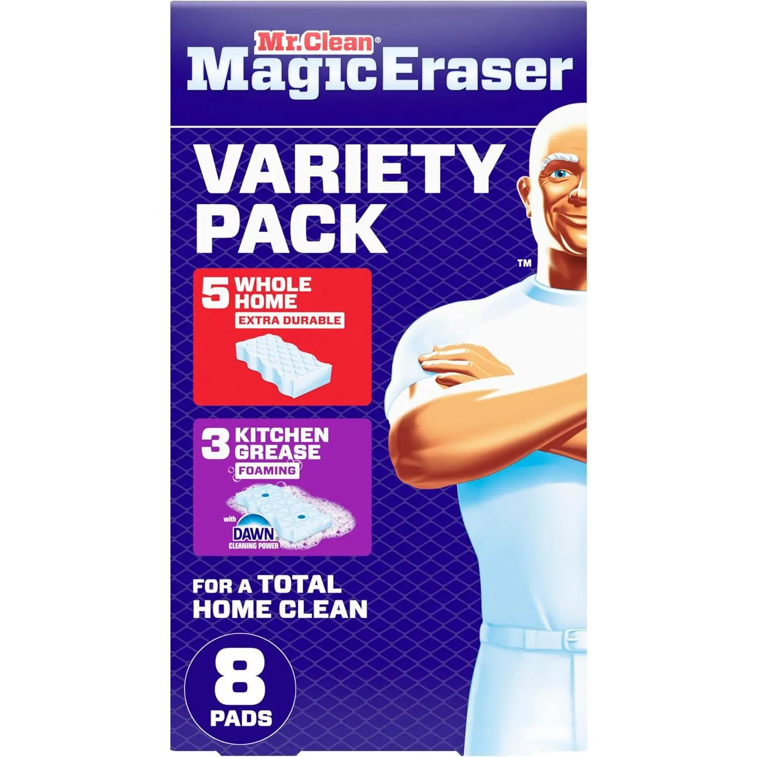 Mr. Clean Magic Eraser Sponge, 8 Count, Extra Durable & Grease Erasers, Multi-Surface Cleaner