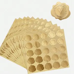 100/200Pcs Embossed Wax Seal Stickers – Self-Adhesive Envelope Seals, Sticky Labels, Round Label for Wedding Invitations, Greeting Cards, Birthday Party Gifts & Special Occasions, Vintage Style Craft Supplies