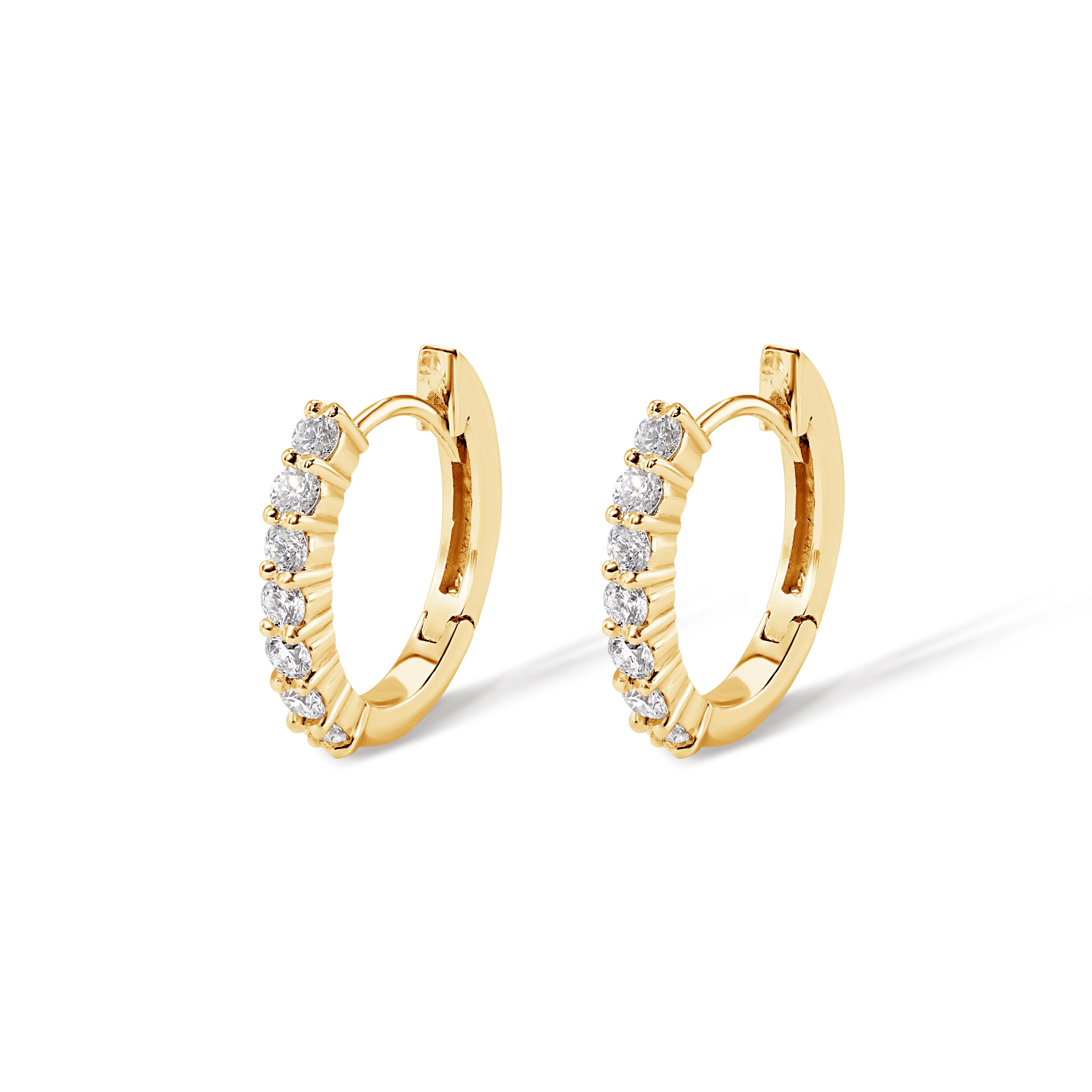 14K Gold 0.50 Carat Diamond Round Hoop Earrings - Elegant & Refined Brilliance and Sophistication Design