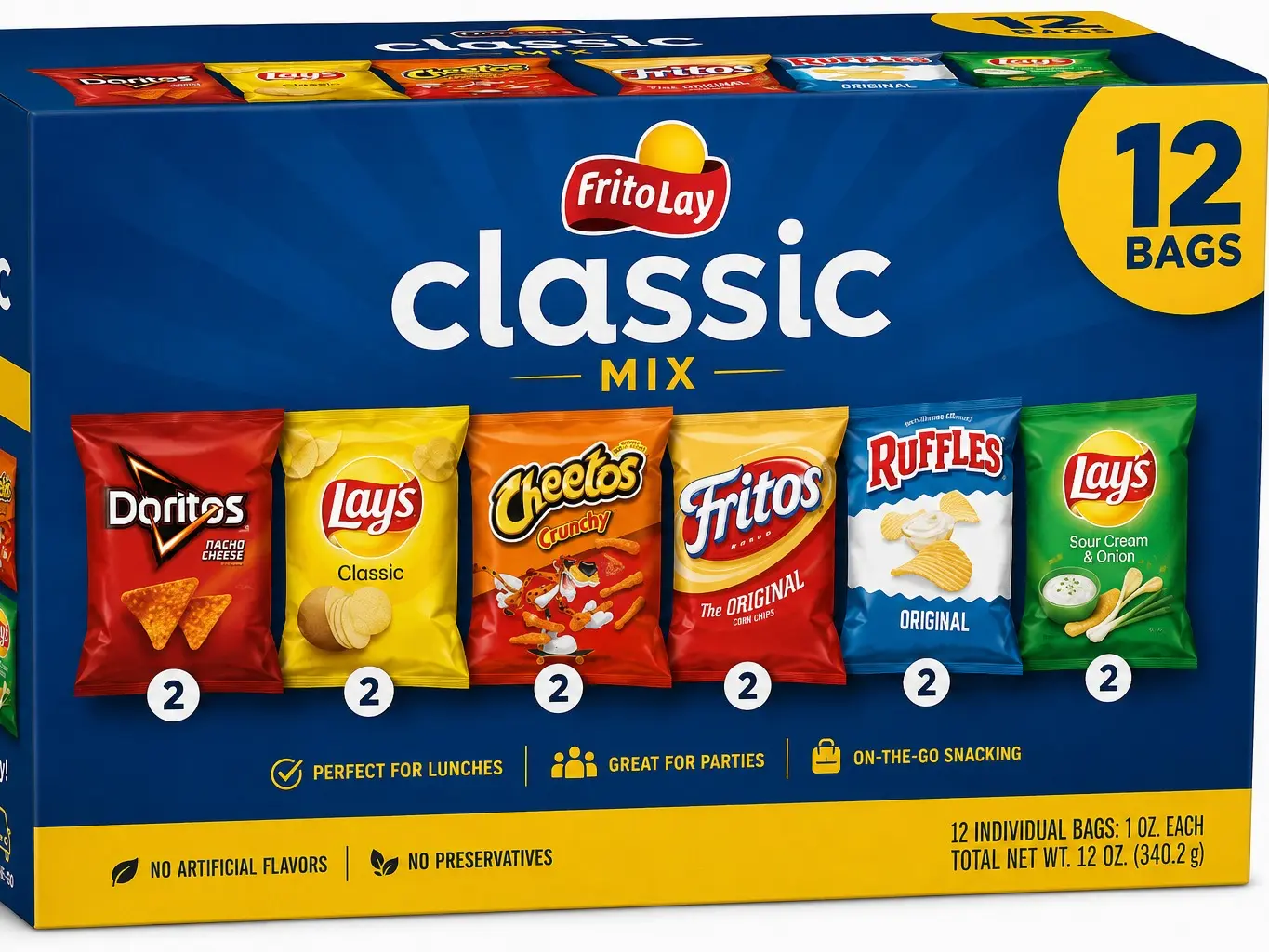 Classic Potato Chip Variety Pack, Assorted Crispy Snack Chips, 12 Count