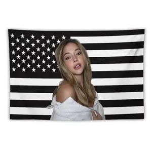 Madelyn Star Cline Tapestry Pink American Flag Wall Hanging College Dorm Decor Room Poster For Bedroom Living Room Gifts Decorative Light Peach Decoration Print 40X30In (102X76Cm)