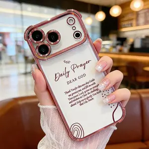 Daily Prayer iPhone Case for iPhone 11 12 13 14 15 16 17 Pro Max Plus – Aesthetic Christian Phone Case, Shockproof Clear Soft TPU Cover for Women Girls,DDSJ26040404