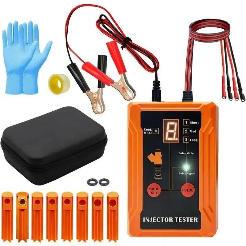 Universal Fuel Injector Tester Diagnostic Tool, DIY Test Tool with 8 Pulse Modes, 4-Wire Dual Channel for 2 Fuel Injectors, 8-Size Cleaning Adapters, 12V/5V Output Power,back to school,back to school haul