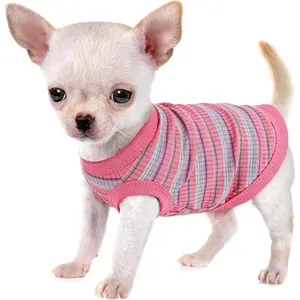 Elevate Your Pet's Comfort and Fashion: Premium 100% Cotton Rib Dog Shirt Vest for Small Breeds Like Chihuahuas, Yorkies, and Puppies .Year-Round Style with Tank-Style Puppy Attire Pink X-Small