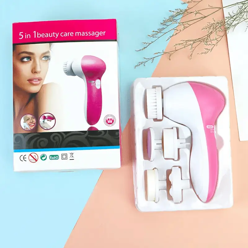 5-in-1 electric facial cleanser with 5 replacement heads, multifunctional electric rotating face brush, facial cleansing brush, silicone face cleaning device