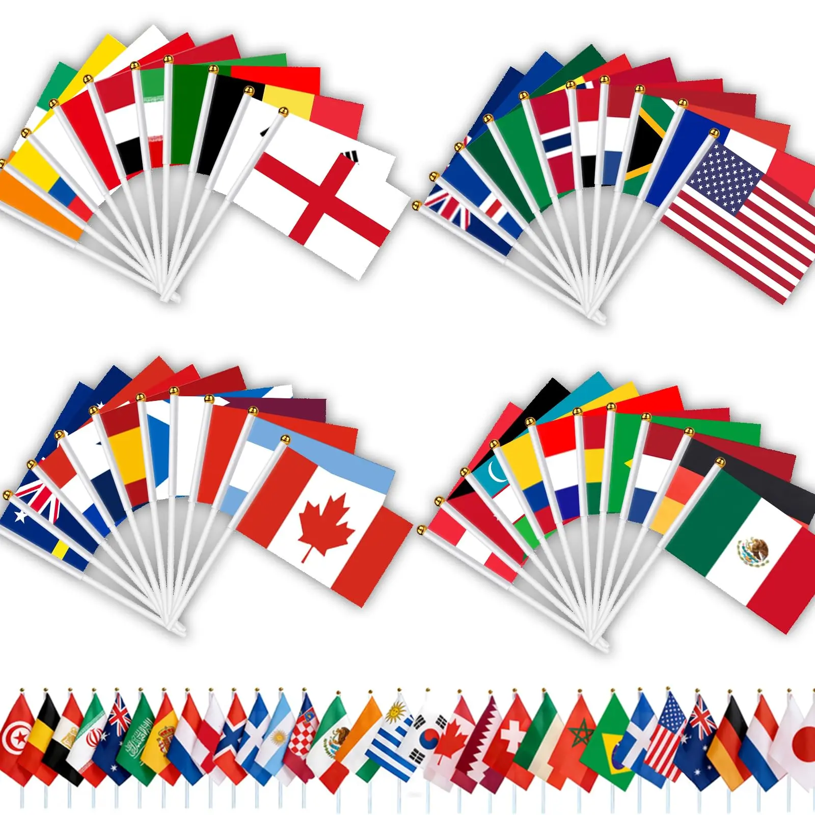2026 Soccer Fan National Flag Hand Waving Flag, Small Mini Handheld Flags on Stick, Ideal for Party Parades Sports Events Patriotic Festival Decorations